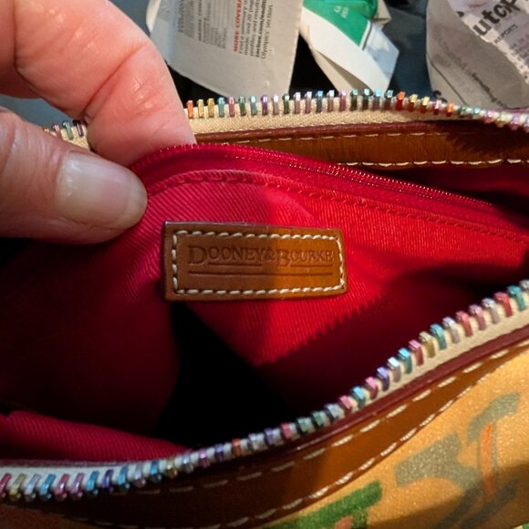 Authentic Dooney & Bourke Leather Hobo Doodle Bag Purse Multi Color NICE - Picture 6 of 7